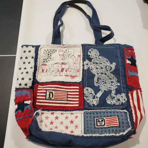 Disney Parks Mickey Mouse Stars Stripes Patriotic Denim Tote Bag - Picture 12 of 12